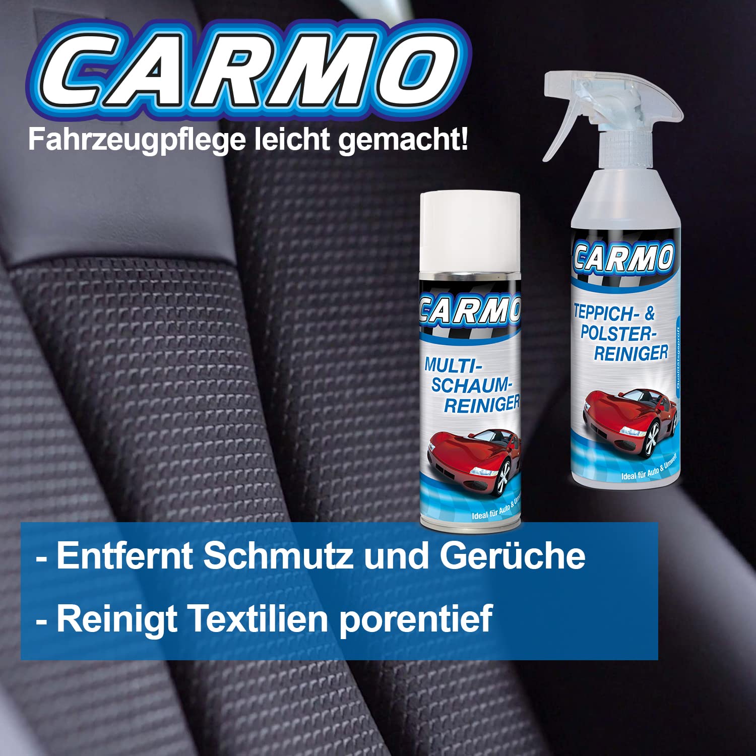CARMO Autopflegeset Premium | 14-teilig | Außen- und Innenreinigung | Komplettset zur Fahrzeugwäsche | Geschenkset | inkl. Mikrofasertuch | inkl. Aufbewahrungseimer