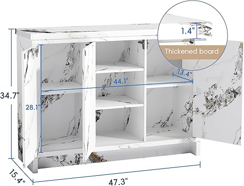 Miniatura 2 de Luban Nese Aparador de buffet con almacenamiento para cocina - Credenza de almacenamiento único de madera, 3 puertas, muebles modernos para comedor,