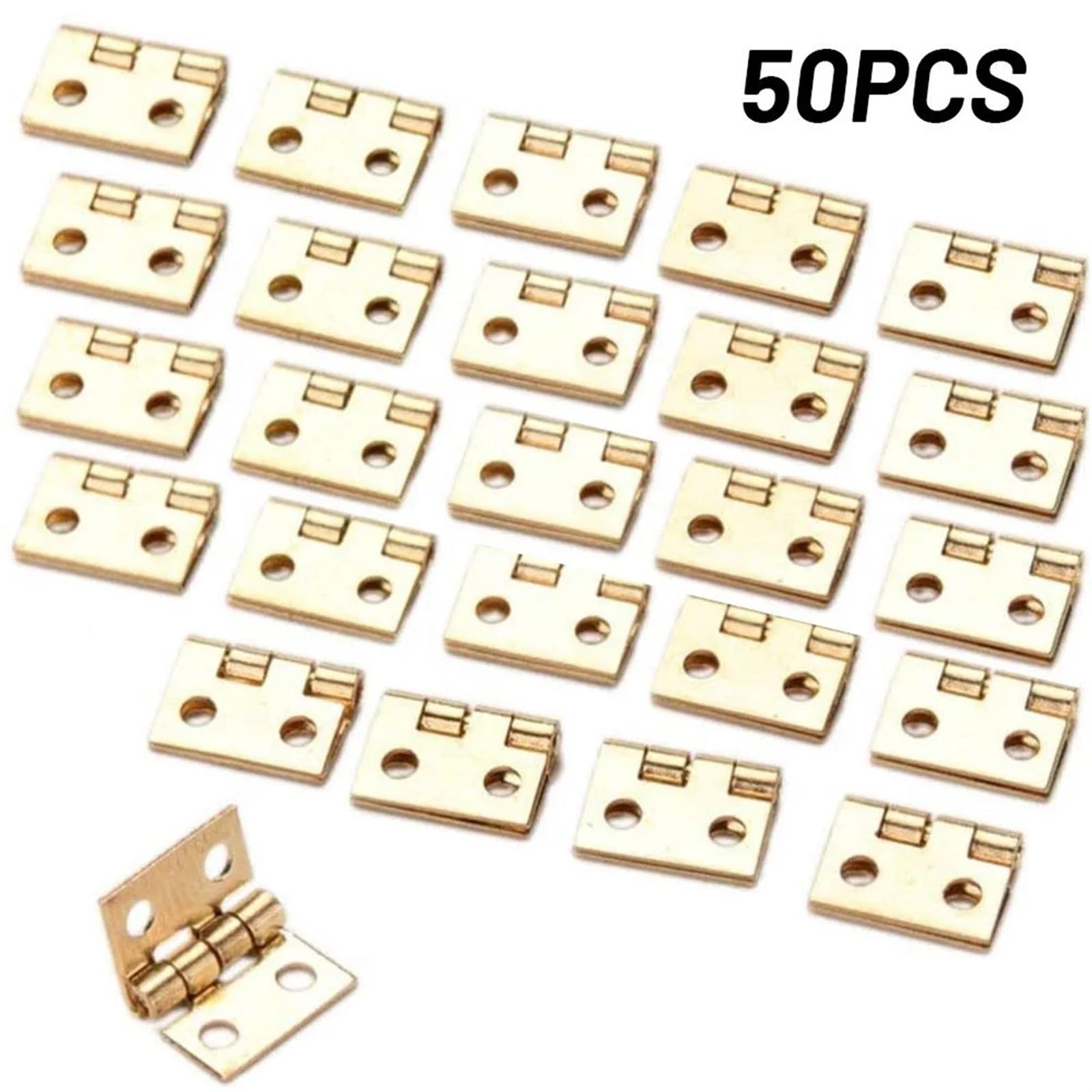 50pcs Mini Brass Hinge for Small Craft Door Box Accessories Gold 8 * 10mm Miniature Cabinet Furniture Fittings Home Hardware