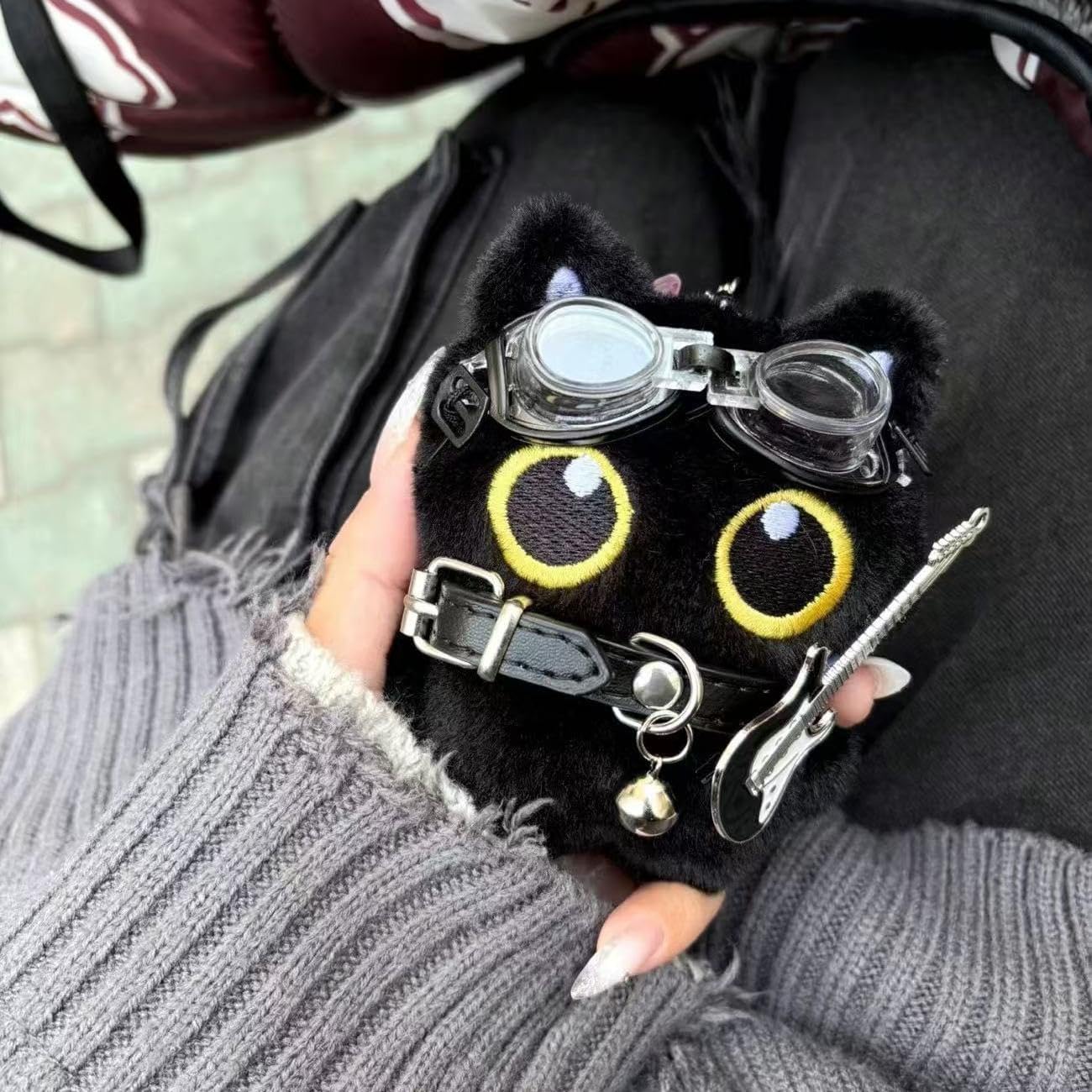 Black Cat Keychain for Women Men Cute Y2k Plush Cat Bag Charm for Handbag Kawaii Birthday Halloween Christmas Gift