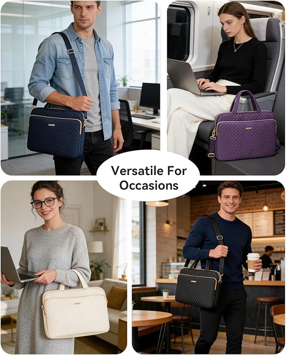 Laptop Case Bag Women Men Computer Sleeve Compatible with MacBook/Dell/HP/Acer/ASUS, Waterproof Shoulder Carrying Briefcase, Purple, 15.6-16 Inch | Compatible with MacBook Pro M5/HP OmniBook Omen Envy/Dell Pro Inspiron/Lenovo Yoga IdealPad, Carrying Computer Bag, Purple