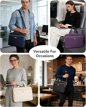 Laptop Case Bag Women Men Computer Sleeve Compatible with MacBook/Dell/HP/Acer/ASUS, Waterproof Shoulder Carrying Briefcase, Purple, 15.6-16 Inch | Compatible with MacBook Pro M5/HP OmniBook Omen Envy/Dell Pro Inspiron/Lenovo Yoga IdealPad, Carrying Computer Bag, Purple