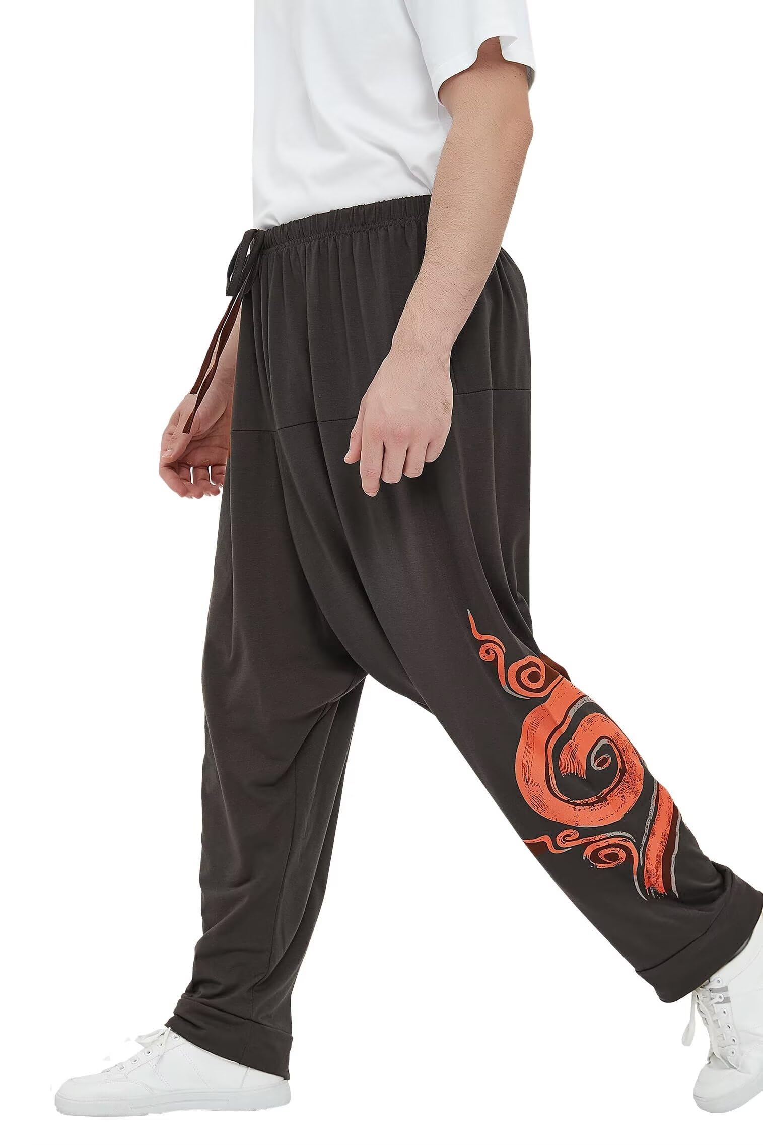 Pantaloni da Uomo Harem Comodi Pantaloni Elastici in Vita Pantaloni Casual Hippies Yoga Tinta Unita