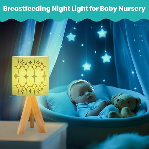 Miniatura 4 de Trípode lámpara de mesita de noche de mediados de siglo, vintage de los años 50, moderno, retro, geométrico, celosía, estrella, lámpara de mesita de