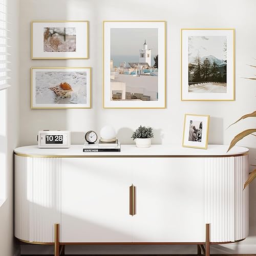 Miniatura 299 de Fun Memories Portarretratos de metal de 16 x 20 pulgadas con paspartú de 11 x 14 pulgadas, acabado de aluminio cepillado, parte delantera de vidrio