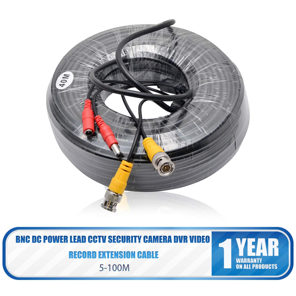 Baceyong Cable de alimentación de video BNC de 100M Cable de extensión RCA DC para cámara CCTV Kit de sistema de seguridad DVR