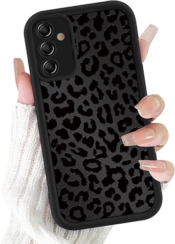 Cute Cheetah Print Phone Case for Samsung Galaxy A16 5G Case 6.7", Aesthetic Luxury Black Leopard Pattern Design Cover Shockproof Soft TPU Full Camera Lens Protective Funda for Women Girls