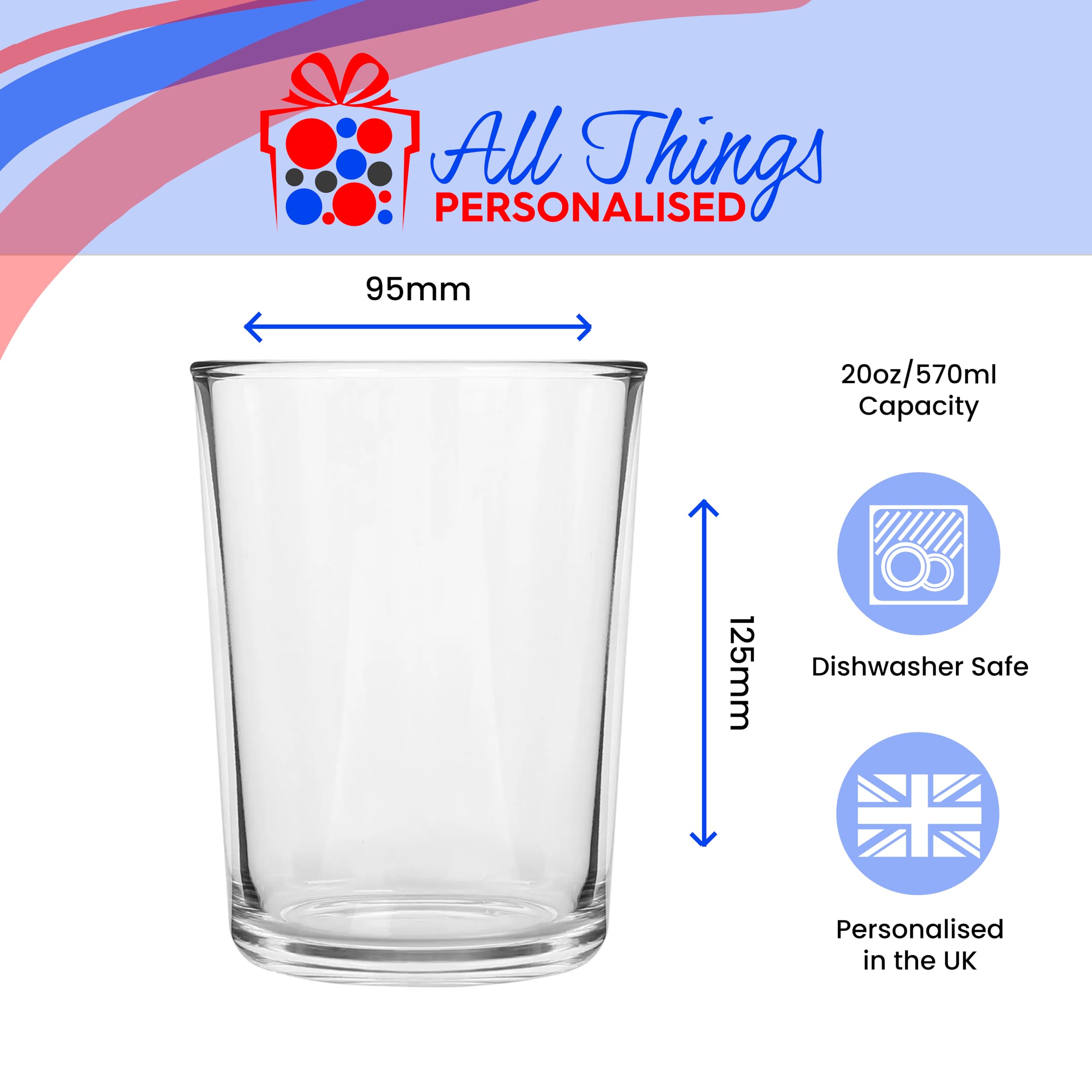 Verre à bière Islington Stubby personnalisé avec inscription « Happy Birthday » - Personnalisable au verso avec votre texte pour toute occasion - Coffret cadeau inclus - Imprimé et gravé au