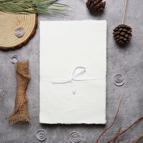 Miniatura 2 de 50 hojas  Papel de acuarela ásperotexturizado  7.5 x 11.5 pulgadas (150 GSM)  Papel hecho a manoborde cubierto hecho de algodón egipcio virgen