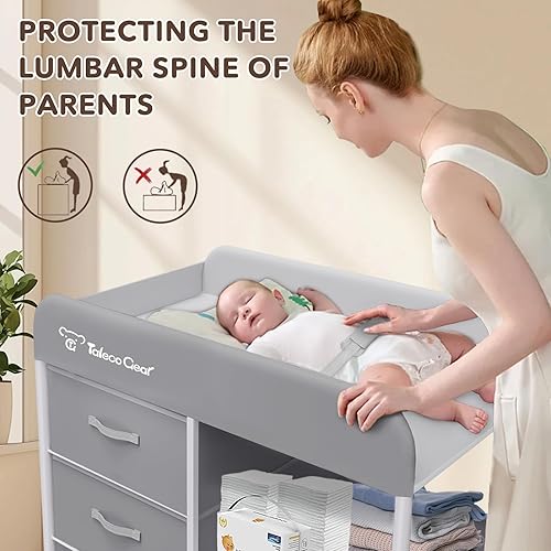 Miniatura 6 de G TALECO GEAR Cambiador de bebé, cambiador portátil, estación de cambio de pañales con almohadilla impermeable, cambiador con 3 cestas de