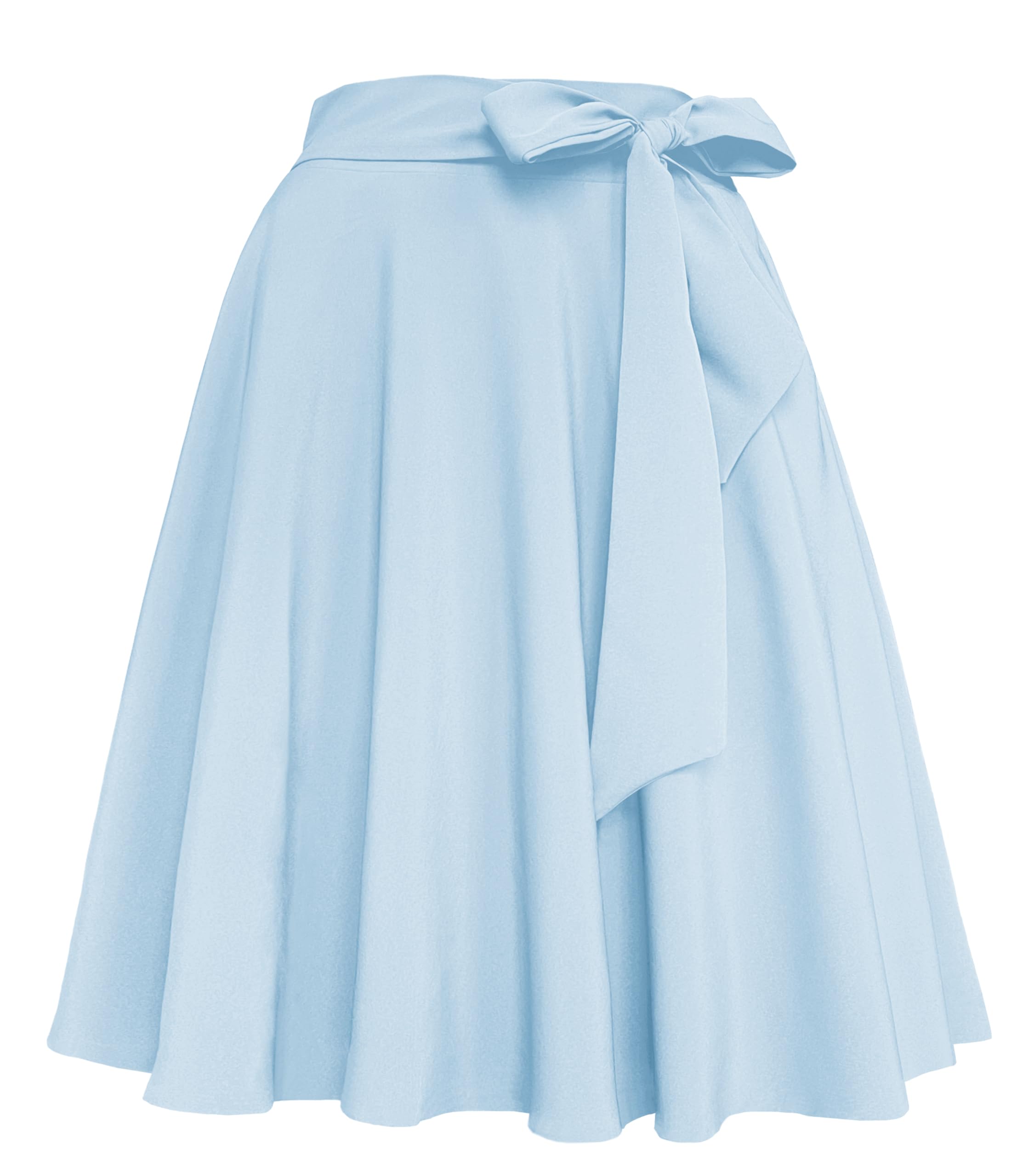 Afibi Womens Vintage High Waist A-Line Skater Skirt Flared Midi Skirt with Pockets