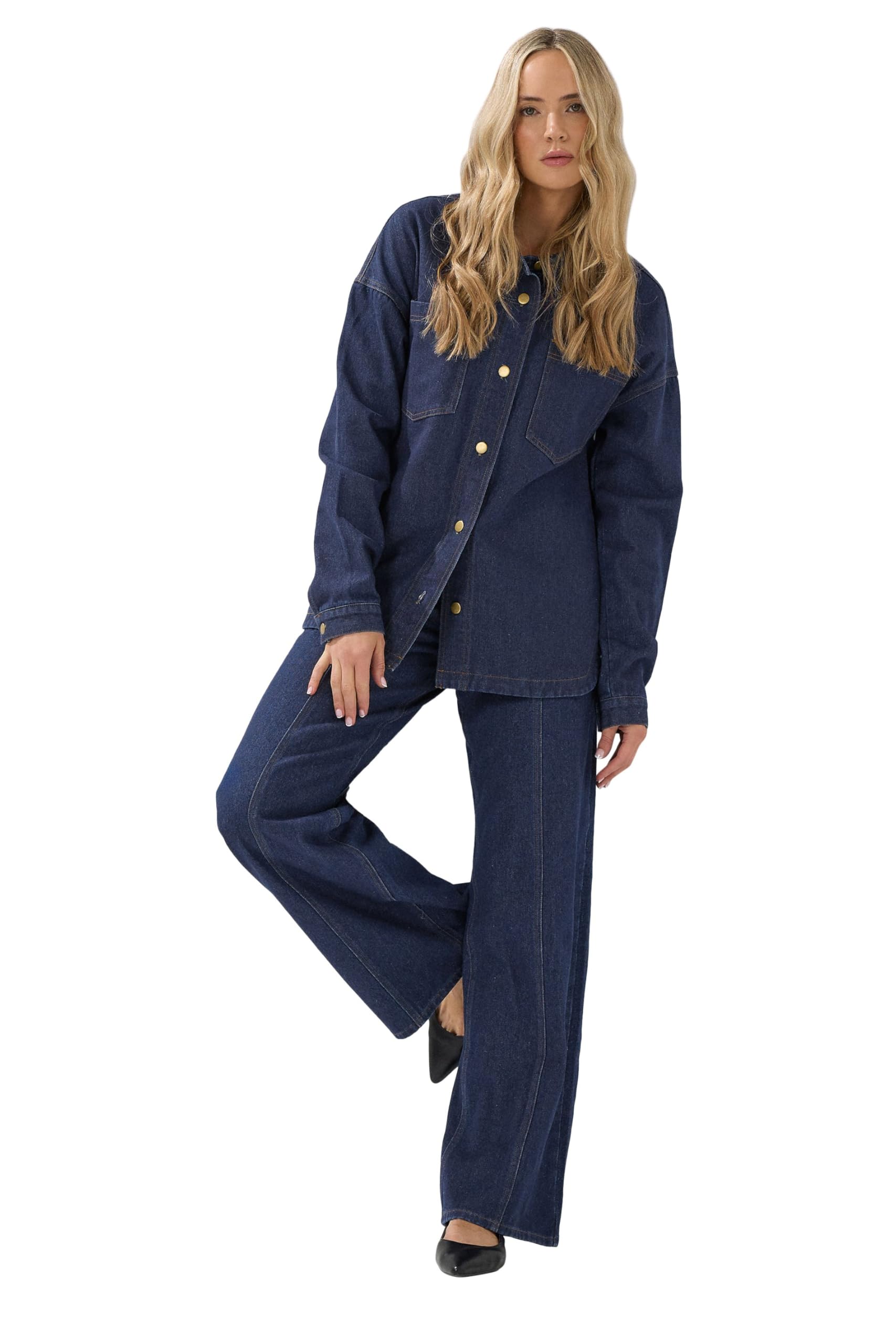 Long Tall Sally Women's Dark Indigo Tall Denim Shacket In Size 18