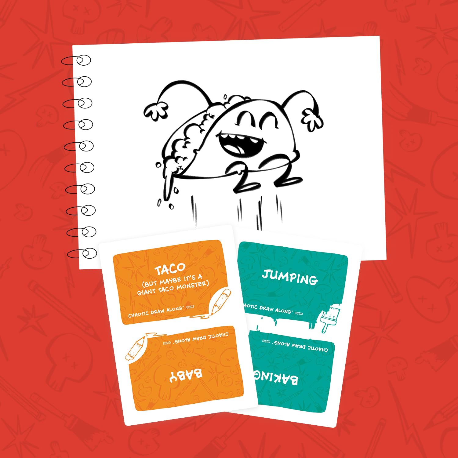 Chaotic Draw Along - Prompt Card Deck - Creative Art Prompt Cards, 105 Drawing Inspiration Cards with 5 Blank Cards for Your Own Prompts - Image 4