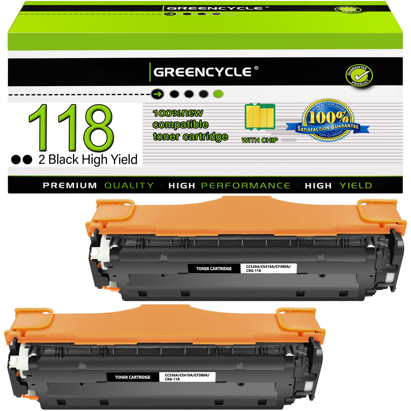 greencycle 2 Pack CRG118 Black Compatible Toner Cartridge Replacement for Canon 118 CRG118 CRG118BK Black Toner Works on Color imageCLASS MF8580Cdw