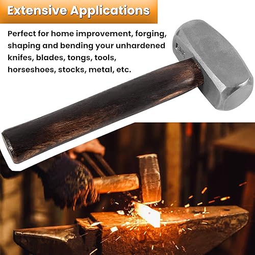 Miniatura 11 de Blacksmiths' Hammer 0000811-1000 Herramienta profesional de forja para metalurga, patrón sueco, cara cuadrada redonda, martillo de ingeniero
