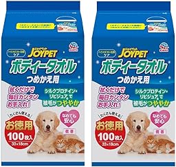 JOYPET 犬猫用ボディータオル 詰替え用 100枚×2個【2個パック】ペット用 弱酸性 低刺激 花粉対策 ボディーシート ジョイペット アース・ペット