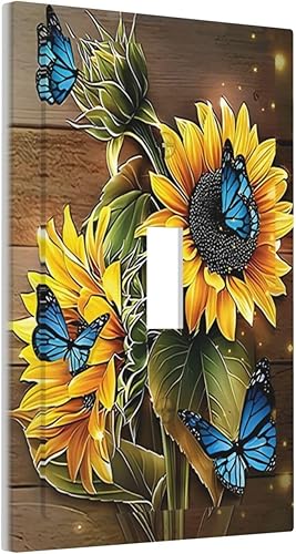 Miniatura 2 de Placa de interruptor de luz de palanca individual con diseño de girasol, placa de pared de 1 banda, placa frontal eléctrica para baño, cocina,