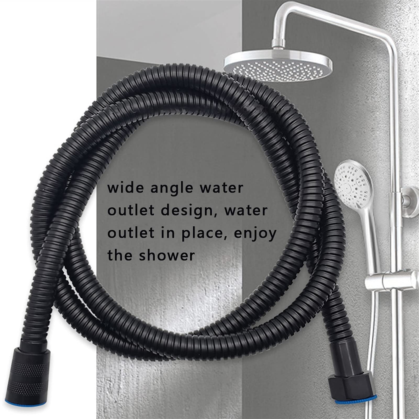 Tubo in acciaio inox Premium, Tubo Flessibile Doccia 1.4M Nero Acciaio Inox Soffione Flessibile Bagno Doccia Flessibile Doccia Palmare Raccordi for Tubi Acqua Sostituzione Tubo Acqua Dolce G1/2