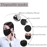 Vista 4 de Wecolor Paquete de 120 mascarillas desechables con cinta elástica para las orejas, 3 capas transpirables (negro)