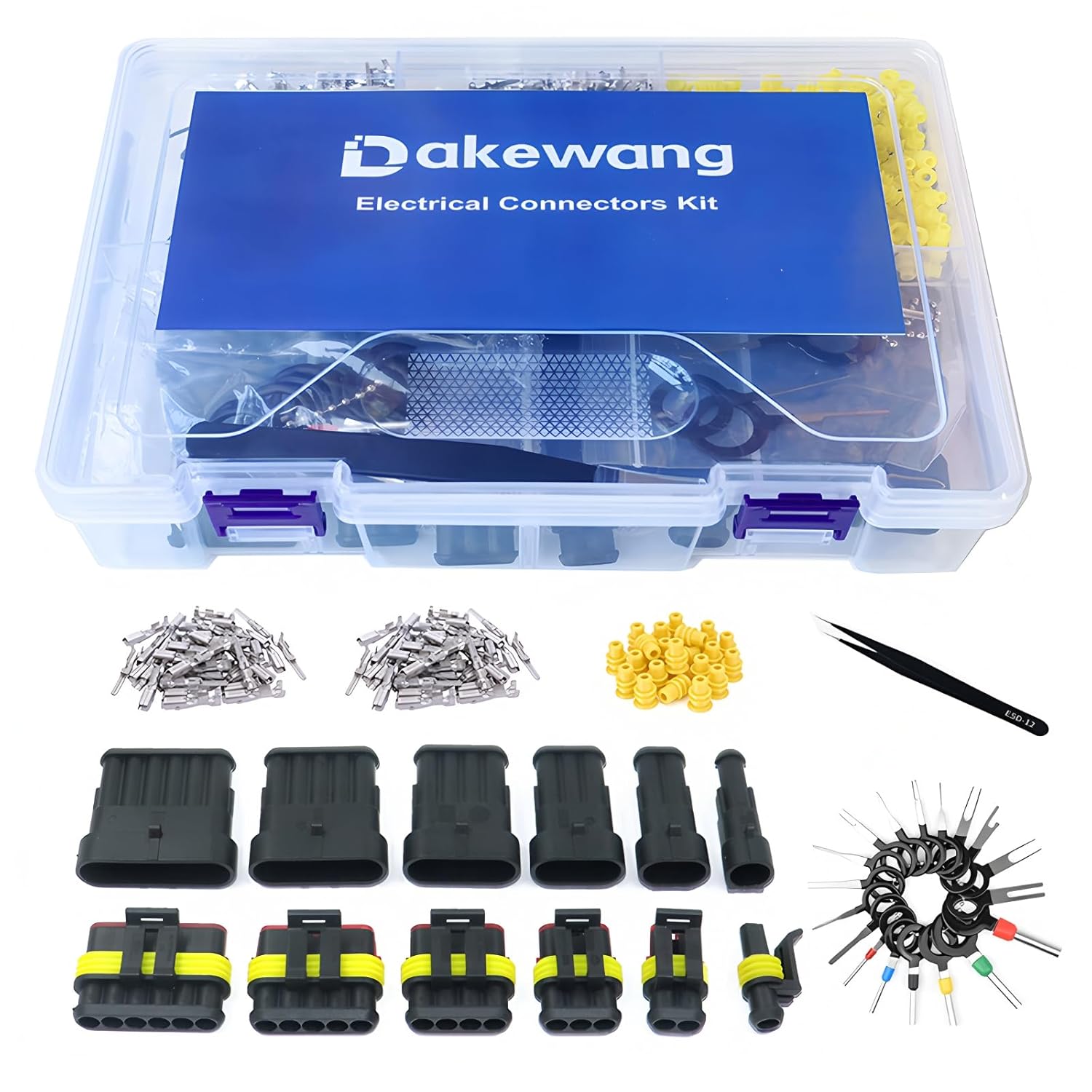 1350Pcs 87Sets Weather Pack Connectors Kit, Automotive Electrical Wire 1/2/3/4/5/6 Pin Connector with Ratchet Crimping Tool, Used for Motorcycles,Automotive, Boats and Light.