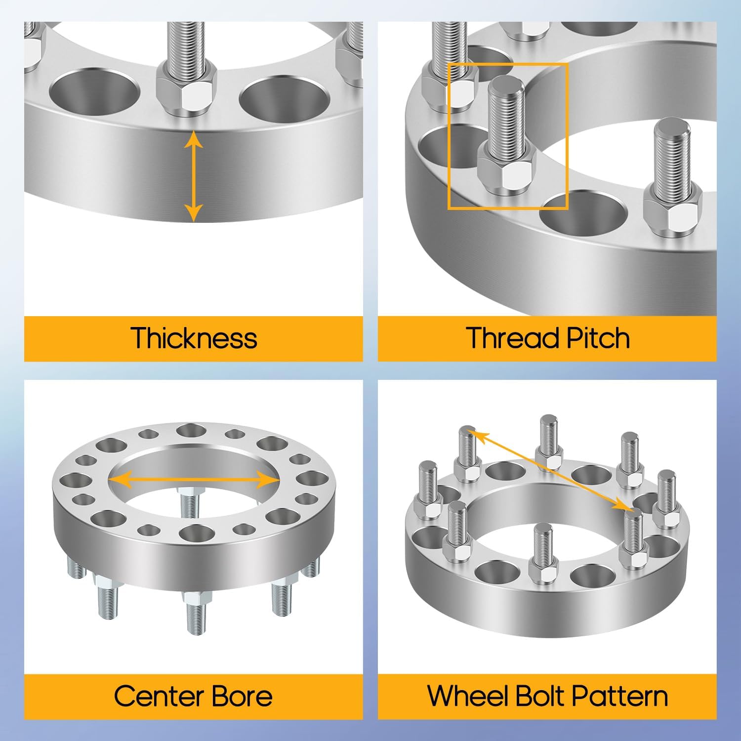 OCPTY 8x180 to 8x180 Wheel Spacers Adapters 1.5 inch Real Forged Spacers with 14x1.5 ThreadSize 125mm Hub Bore fits 2016 for Silverado 2500 4PCS