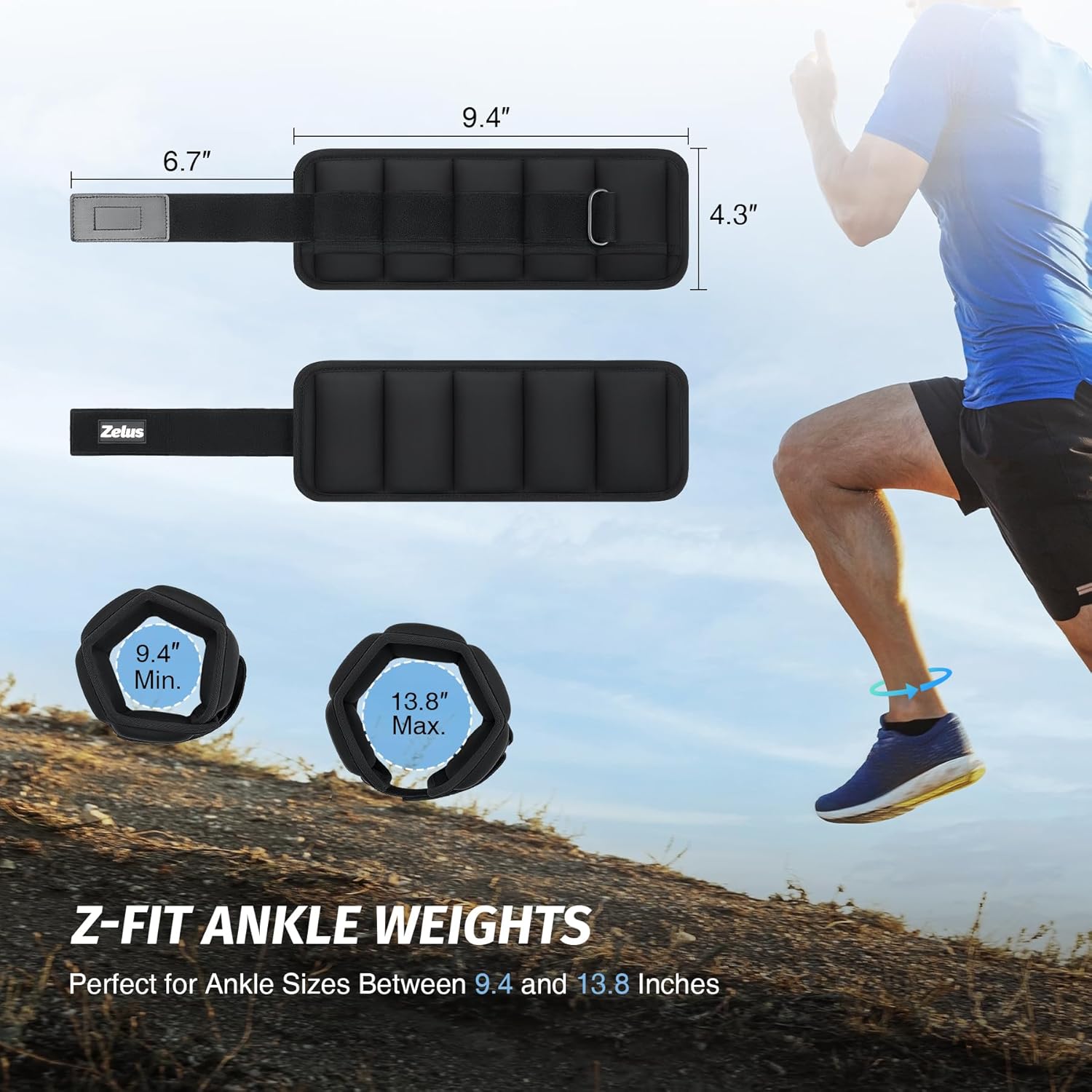 ZELUS Soft Iron Z-Fit Ankle Weights 1 Pair Adjustable, 4LB/7LB/10LB for Women Men, Ultra Thin Leg Weights with Adjustable Straps, Arm Weight for Gym Home Yoga Jogging Walking