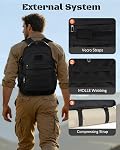 Waterproof Tactical Backpack for Men Women, 35L Military Work Backpack with Molle System & Sturdy Handle, Army Assault Bag Rucksack for Outdoor Working Hiking, Black