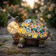 Solar Outdoor Mossy Turtle Garden Statue with Globe Light, Garden Decor for Outside, Yard Decorations for Patio Porch, Gifts for Women Mom Grandma