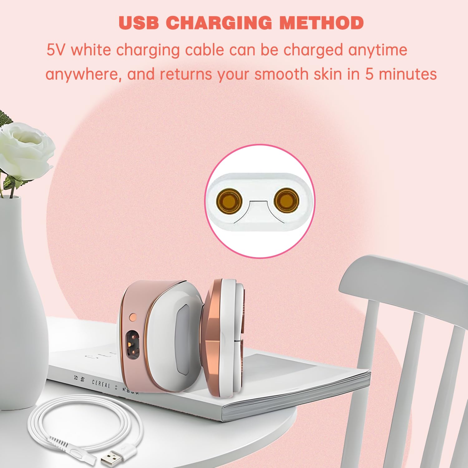 LIANSUM USB Cable Finishing Touch Flawless Legs Charger Cord, Only Compatible with Flawless Legs Shaver Hair Remover Women Electric Trimmer, (NOT for Flawless Body Razor and Flawless Nu Razor)