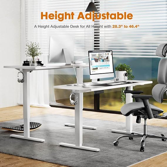 Stand Up Desk,48 X 24 Inches with Adjustable Desktop Height,Standing Upright Office Desk with 6 Button Controller for Office Desks&workstations (White)