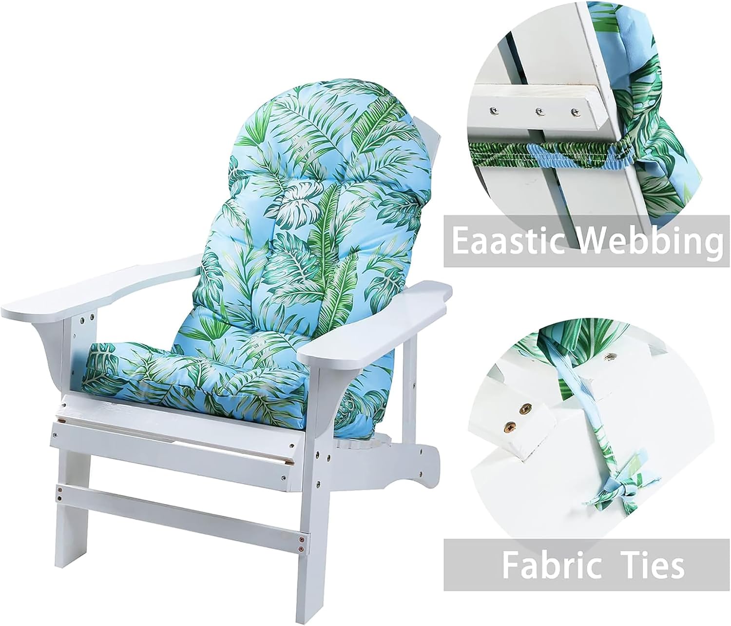 Enipate Tropical Print Adirondack Chair Cushions Set of 2, Weather Resistant Patio Chair Seat Cushion, Tufted Thicken Outdoor High Back Rocking Chair Pads