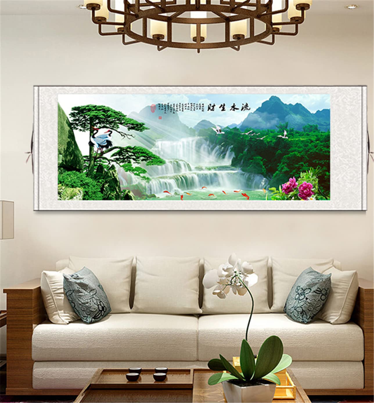 UXOWOXU Feng Shui Wandbild – Seidenrolle Mit Karpfen-Motiv, 30,5 X 78,7 Cm, Inkl. Aufhänger