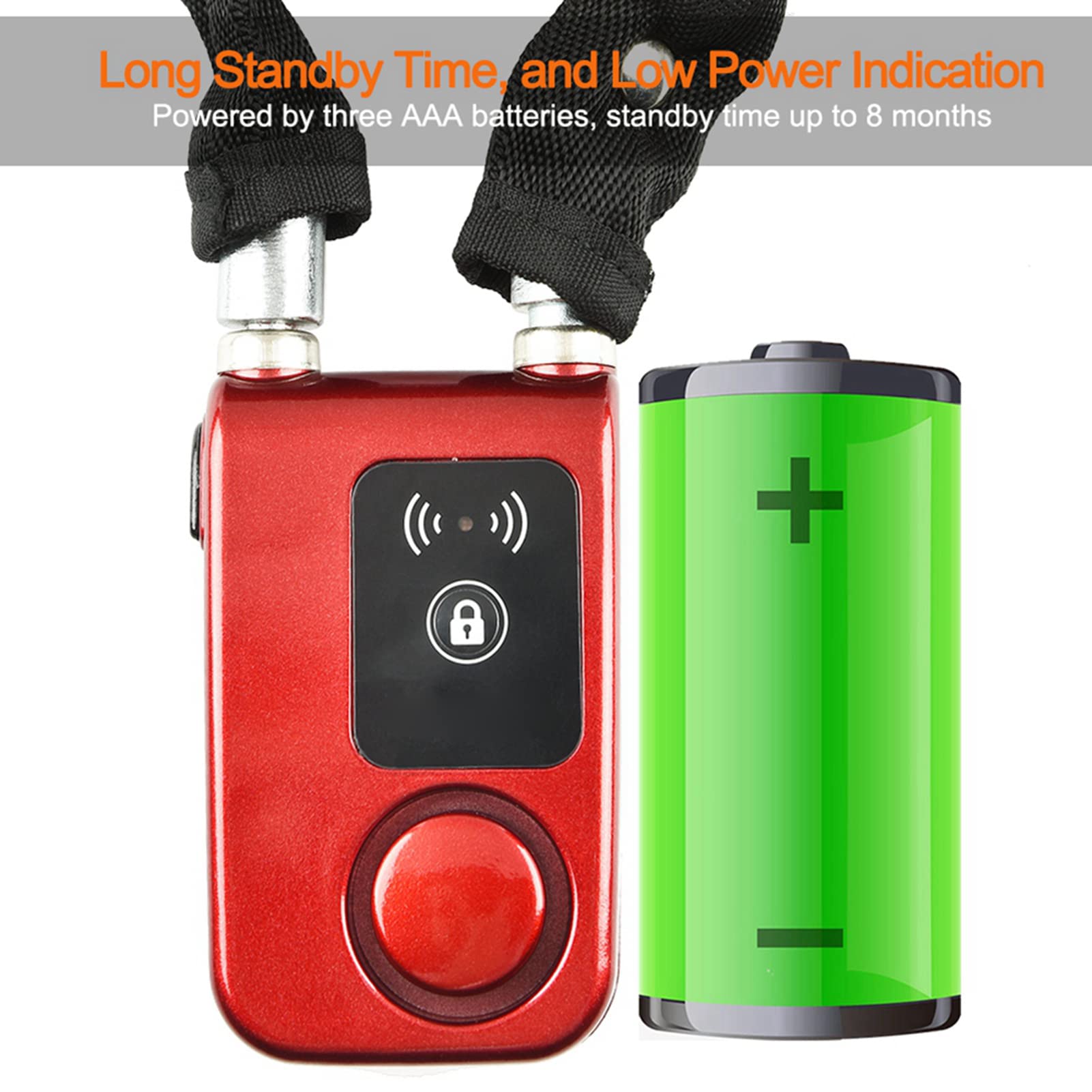 Y797G Lucchetto a Catena Bluetooth per Bicicletta Design Antifurto Impermeabile con Controllo Smartphone per Uso Esterno Rosso