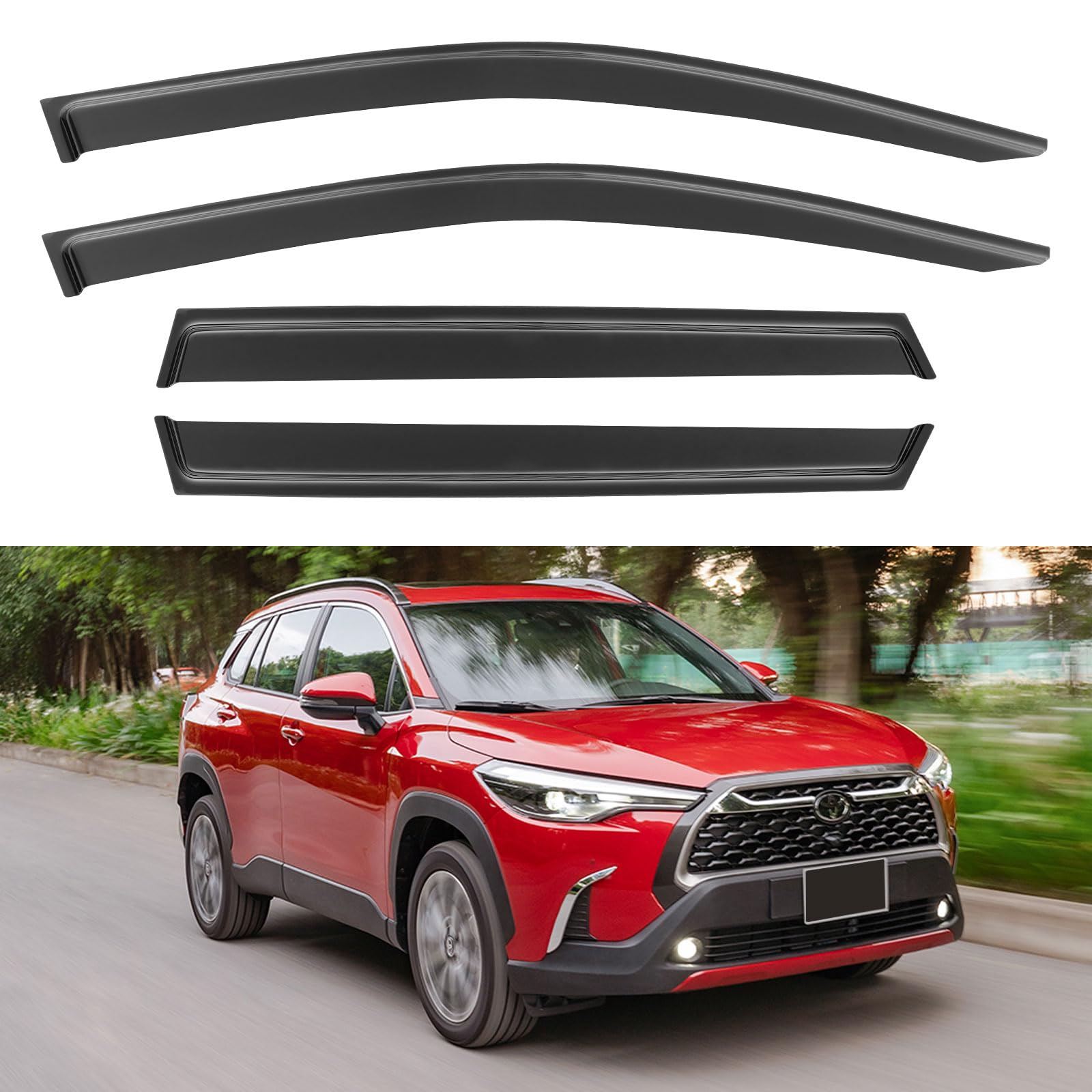 Window Visors Rain Guards for 2022-2026 Toyota Corolla Cross | Out-Channel Window Vent Wind Deflectors Visors Shades Protectors for 22 23 24 25 26 Corolla Cross L LE XLE