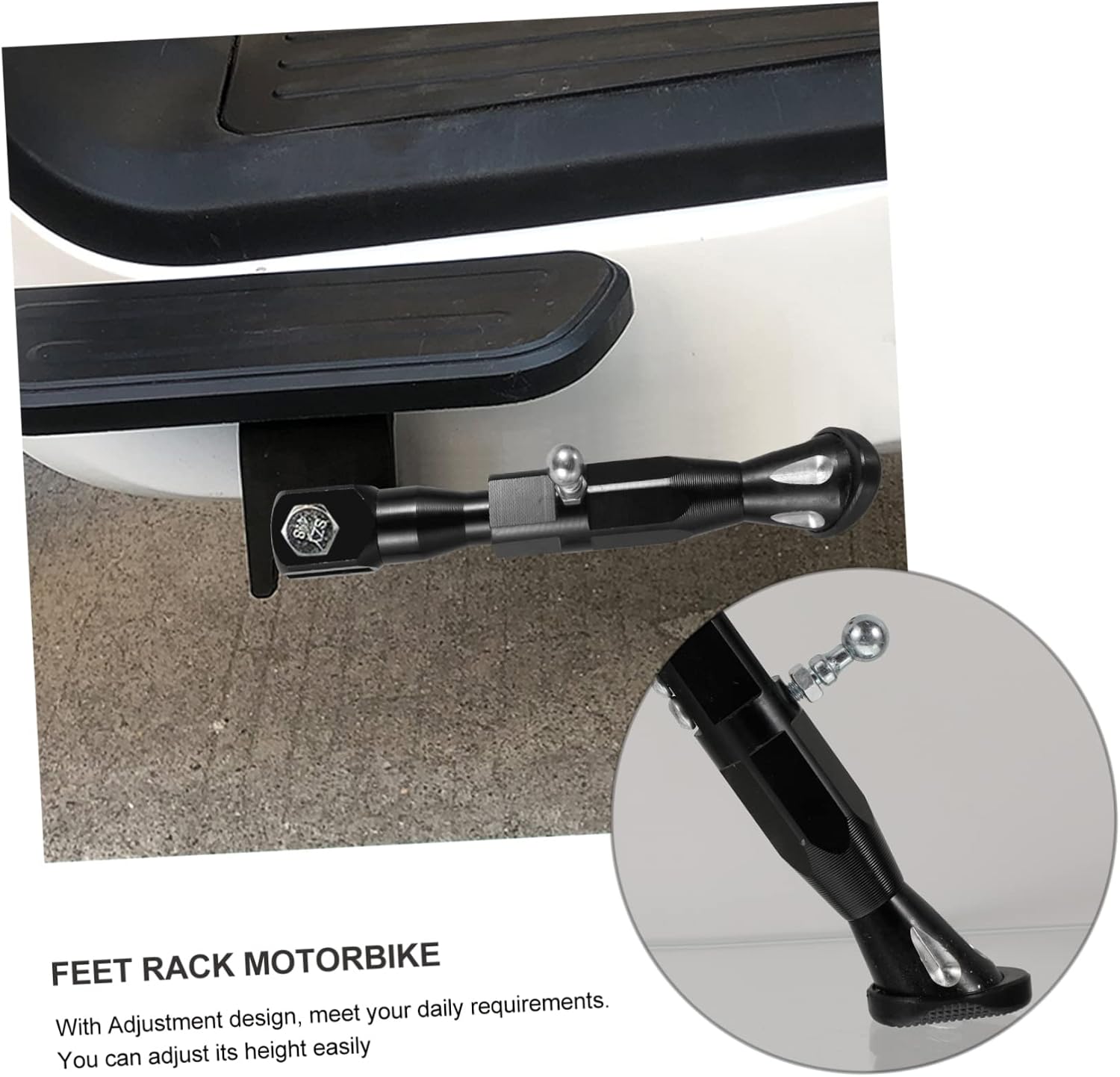 Adjustable Motorbike Kickstand Aluminum Alloy Black Single Side Stand