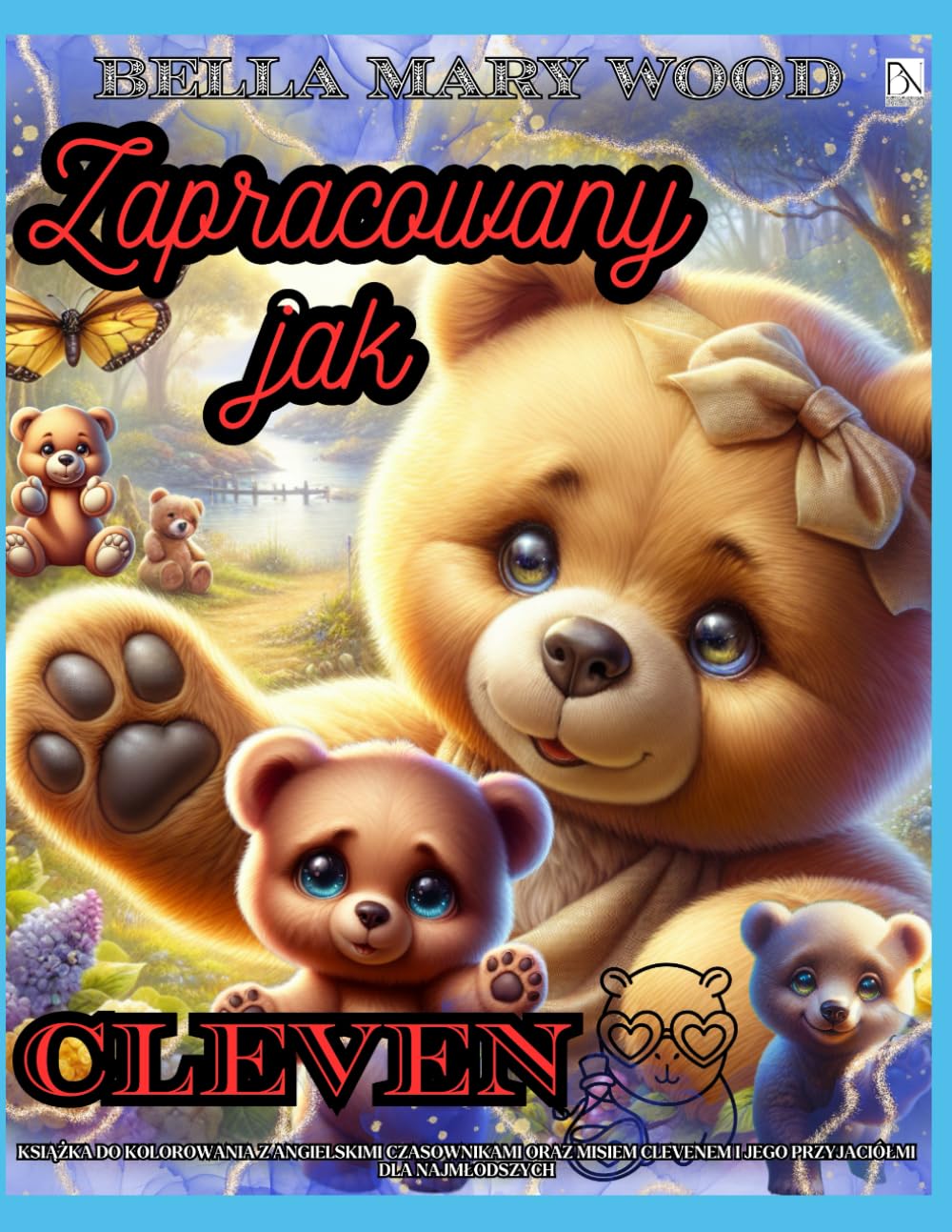 Zapracowany jak Cleven, Książka do kolorowania z angielskimi czasownikami oraz misiem clevenem i jego przyjaciółmi dla najmłodszych: angielski dla dzieci