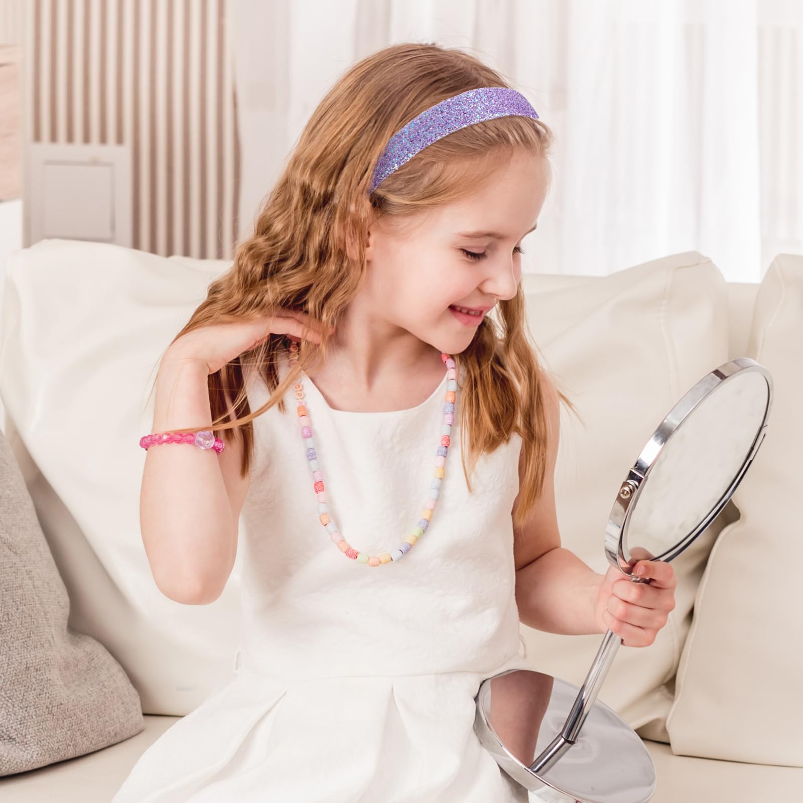 COMNICO 2 Diademas Con Purpurina Para Niñas, Bonitas