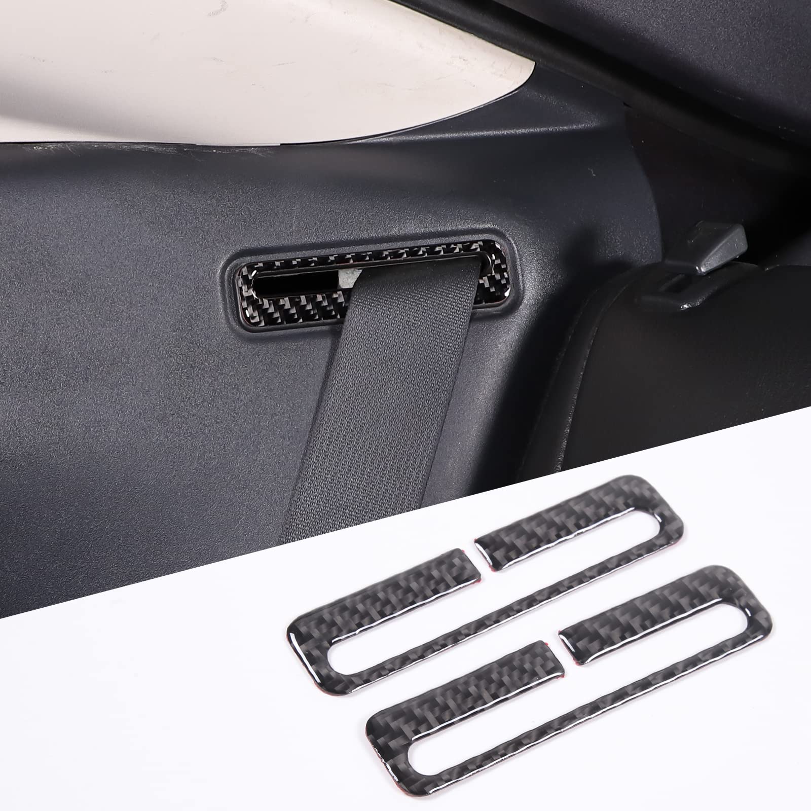 HAPPYHORSE Car Carbon Fiber Sticker Compatible with Mitsubishi Eclipse/Eclipse Spyder 2006-2011 Blue Real Carbon Fiber Sticker Decal Interior Trim Cover Accessories (Rear seat Belt Panel)