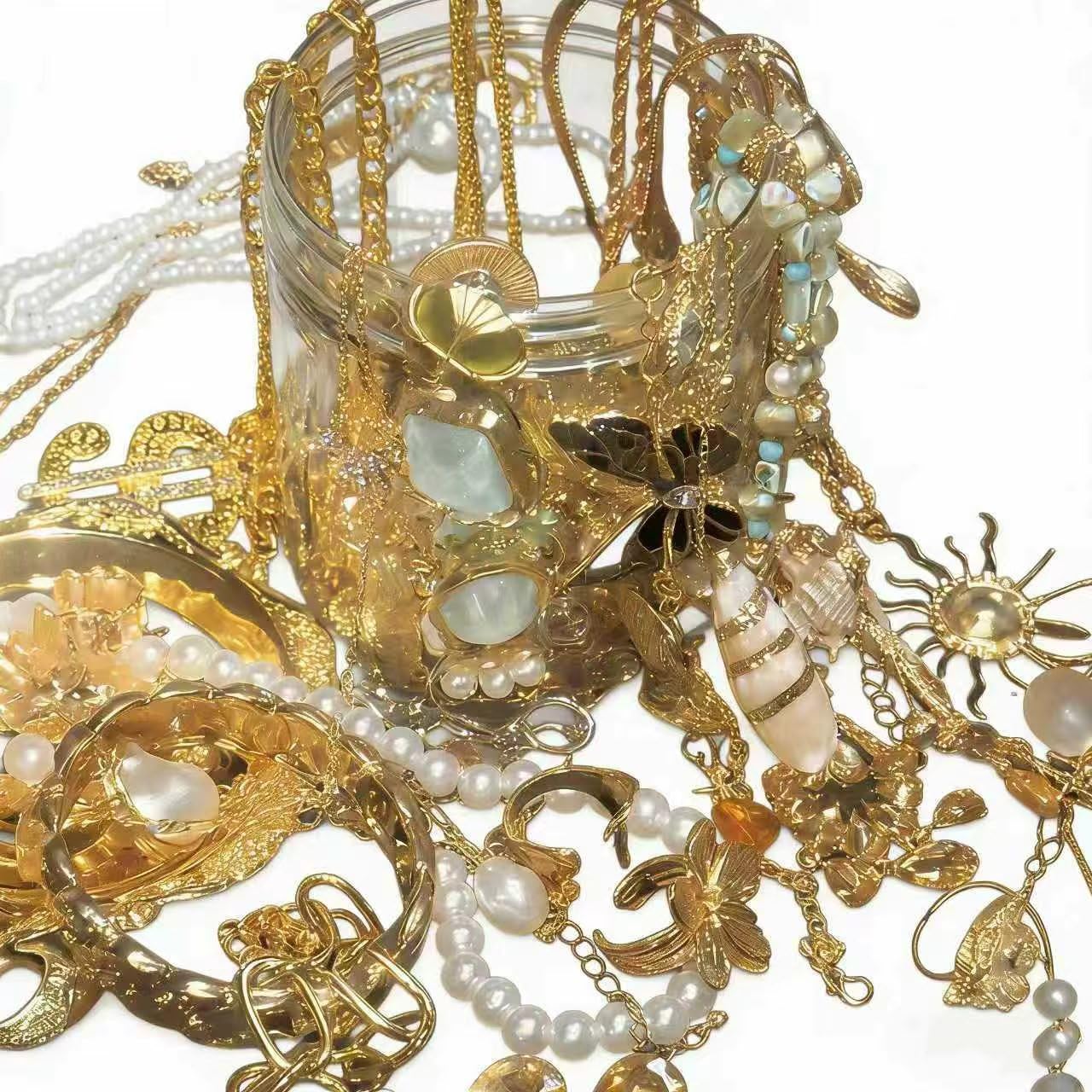 Generisch Jewelry Box | 30-60stk.Überraschungsbox Surprise Box mit hochwertigem Schmuckset im Wert von 100 Euro | Vintage Explosionsbox,Mehrzweck Geschenkset S6t5