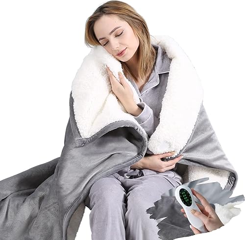 Arctic Bear - Manta térmica de sherpa de alta potencia sin costuras tamaño individual manta eléctrica de calentamiento rápido 10 manta eléctrica de