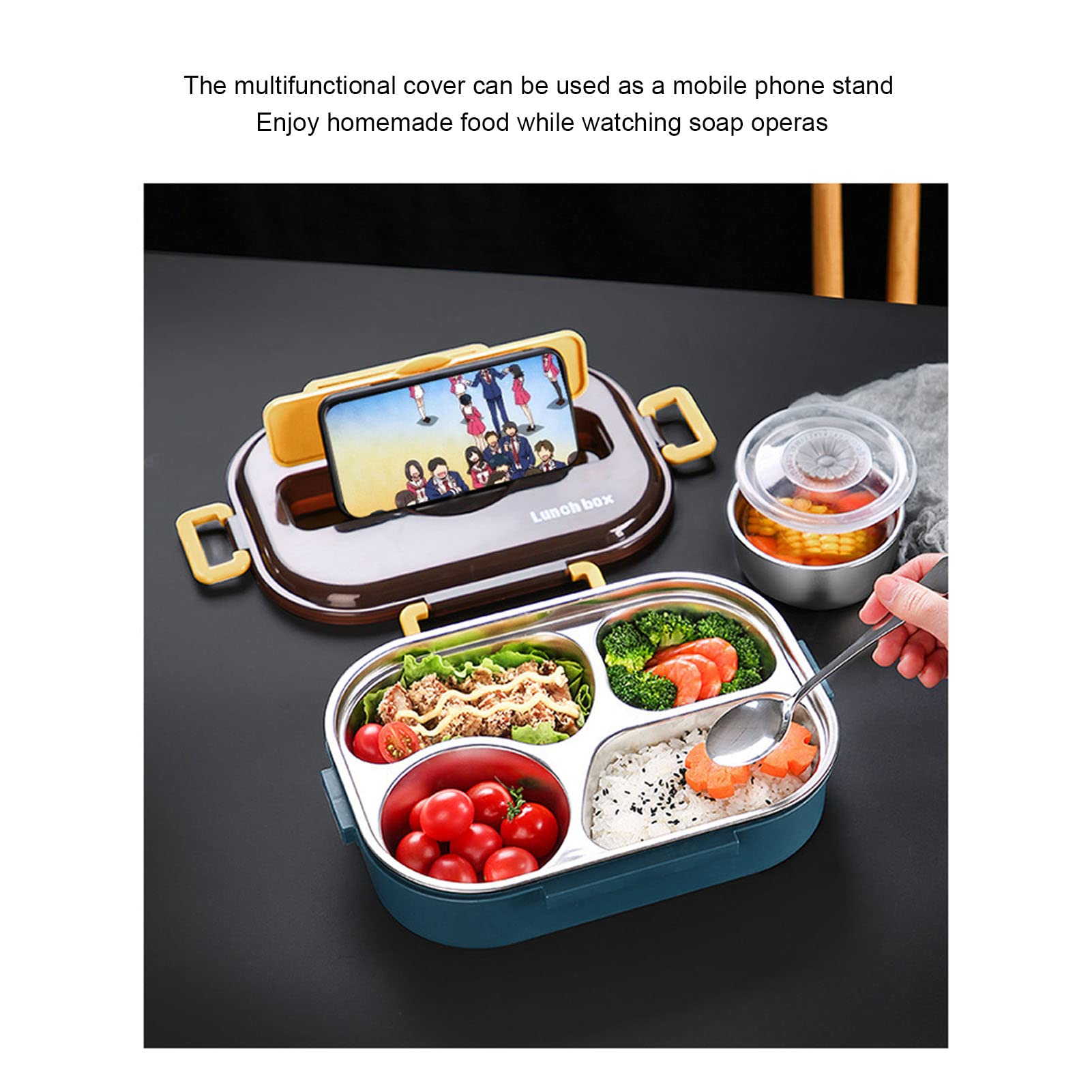 Otufan Home Boîte à Déjeuner Empilable à Compartiment Thermique En Acier Inoxydable, Récipient Alimentaire Bento Isolé à 2/3/4 Niveaux Avec Sacs à Déjeuner Améliorés(2PS-Marron foncé Otufan Home Boîte à Déjeuner Empilable à Compartiment Thermique En Acier Inoxydable, Récipient Alimentaire Bento Isolé à 2/3/4 Niveaux Avec Sacs à Déjeuner Améliorés(2PS-Marron foncé