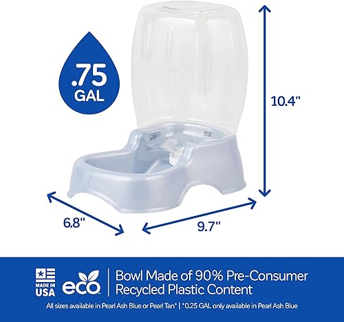 Vista 25 de Petmate Pet Cafe Waterer Dispensador de agua para gatos y perros, 4 tamaños, 3 galones, color marrón perlado, fabricado en Estados Unidos Azul