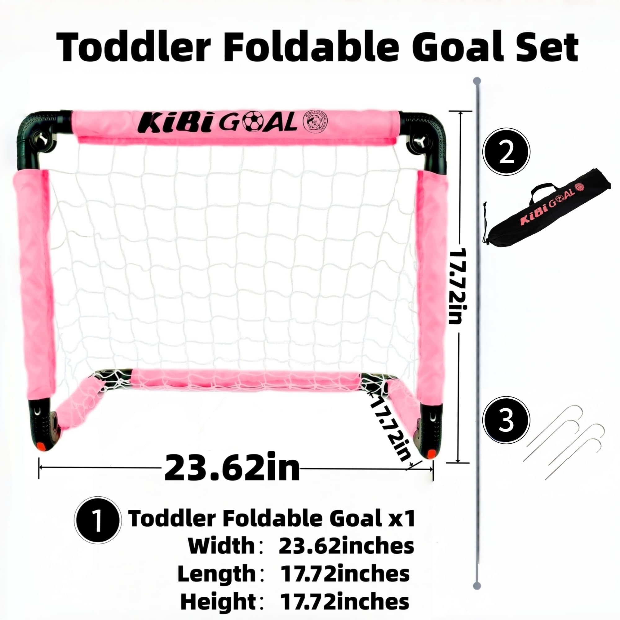 Portería de fútbol para niños pequeños, tamaño pequeño, plegable, para jardín, interior y exterior, 60 x 45 cm, color rosa, regalo de juguete para niña