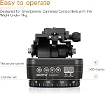 Soonpho M4 Tête de trépied panoramique tournant motorisée, tête de tilt à commande à distance avec télécommande et clip de téléphone mobile pour DSLR Appareils photo, Caméscopes, Smartphones, Tripod