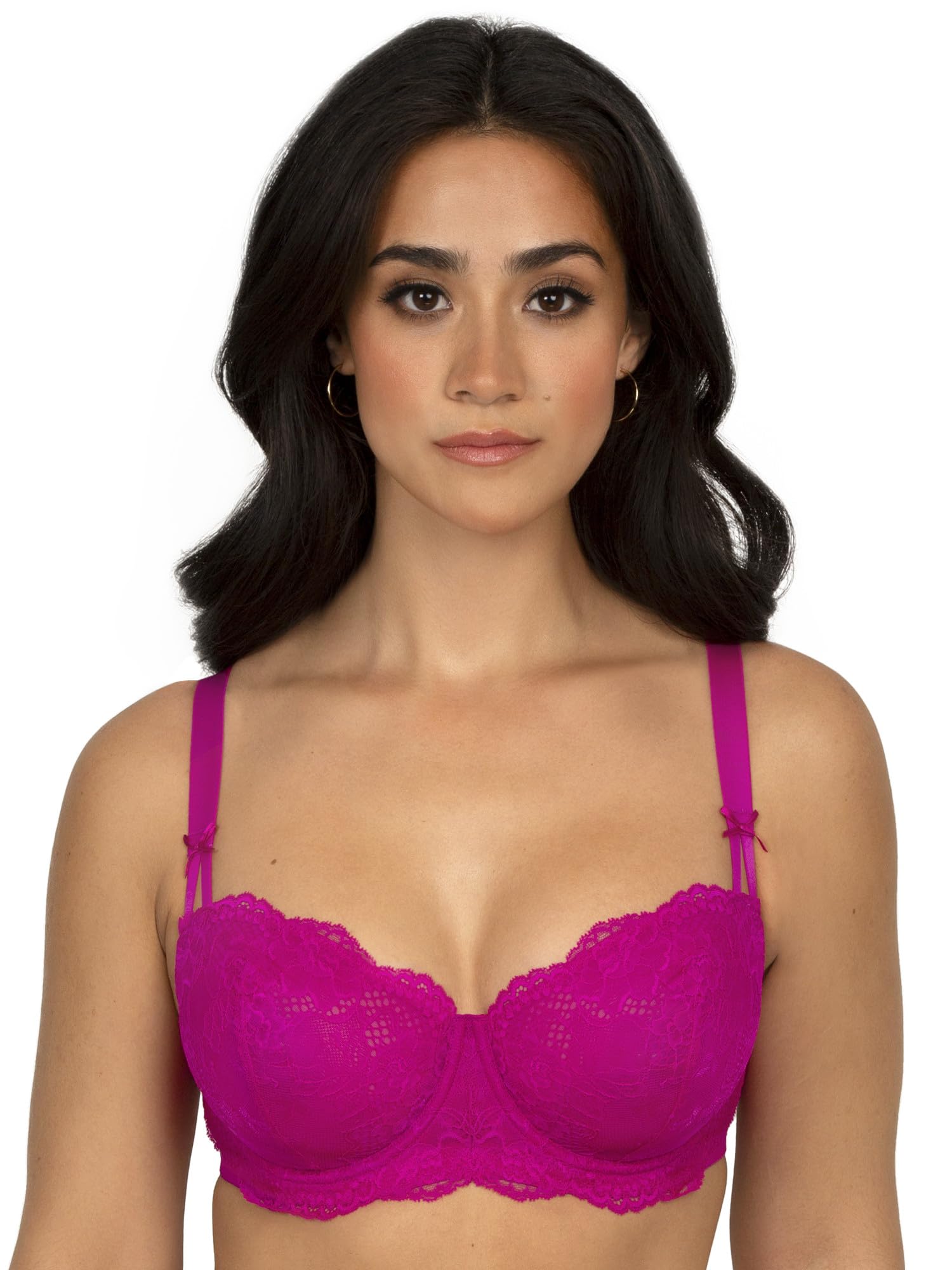 Smart & Sexy Women's Temptation Lace Balconette Bra, Berry, 40C