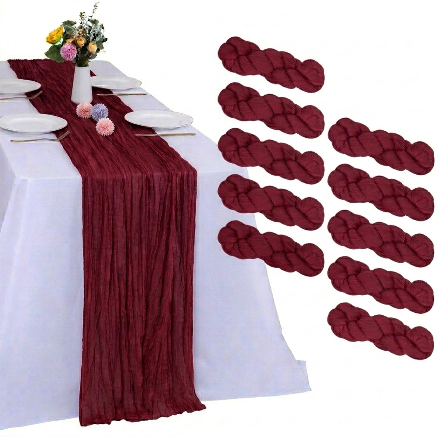 Sage Green Cheesecloth Table Runners - 10 Pack -8