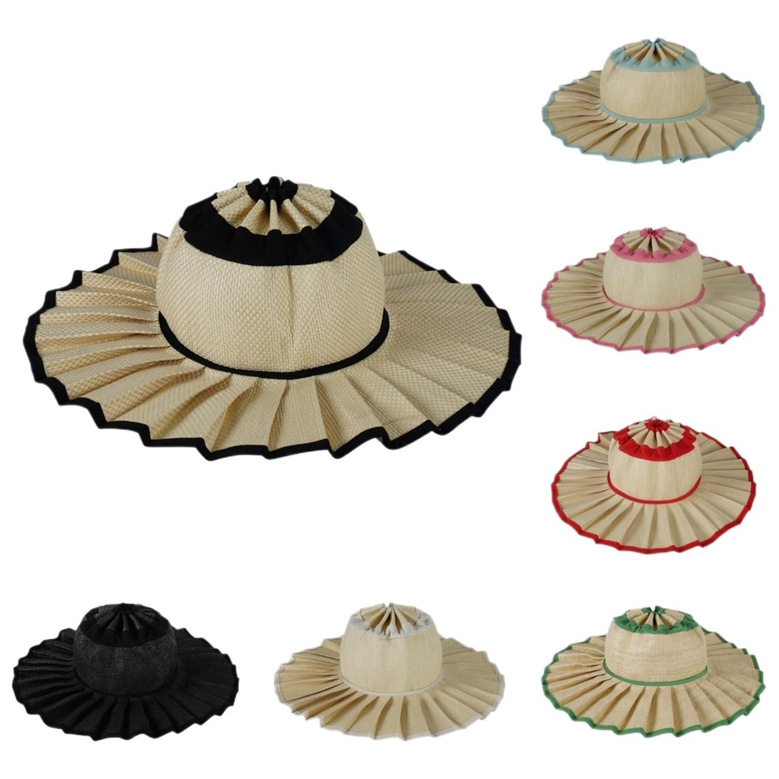 Sombrero Paja S/M/L/XL Primavera Verano Casual a Cuadros Sombreros de Sol ala Ancha for Mujeres Hombres Sombrero sombrilla al Aire Libre Paja Plegable Hombre