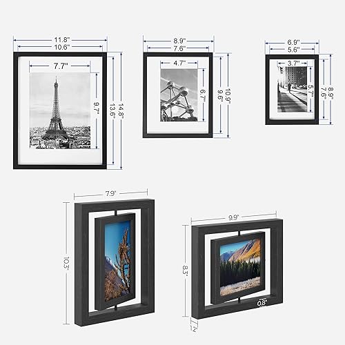 Miniatura 8 de SONGMICS Paquete de marcos para fotos, juego de 7 con juego de 2, negro y negro URPF37BK y URPF258B01