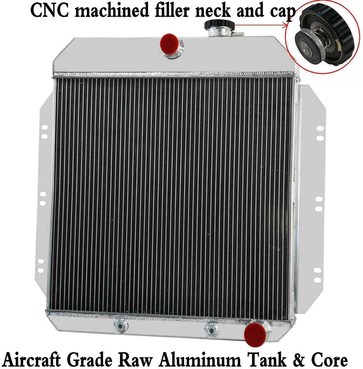All Aluminum Radiator for 1960 1961 1962 Chevy GMC Truck C10 C20 C30 K10 K20 K30 Panel Pickup Suburban L6 V8 Radiador, 3 Row Radiators with Electric Fan Shroud Thermostat Kit