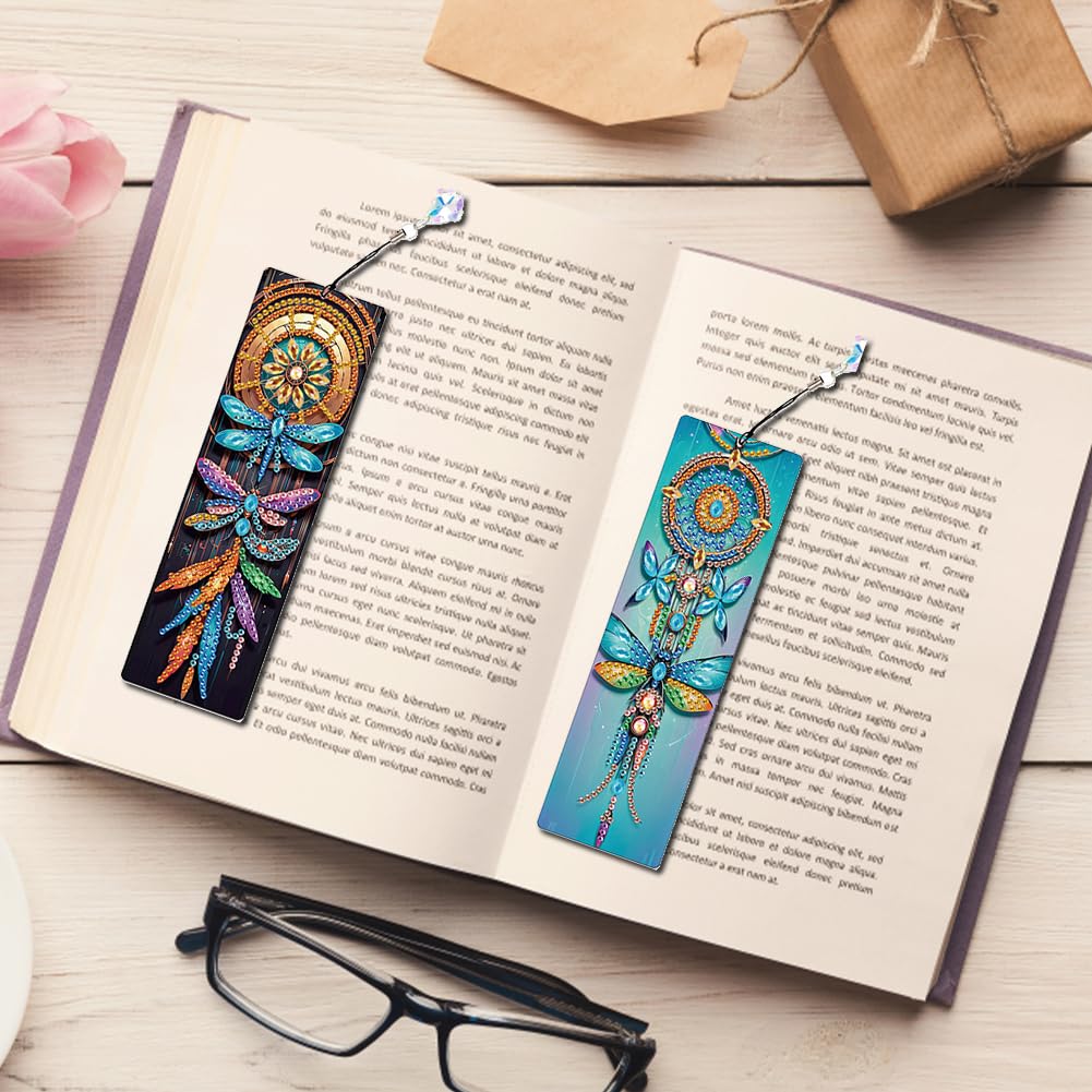 8 Pezzi Segnalibri Dipingere con Diamante Modelli Colorati Forma Irregolare Cristallo Regalo per Amanti dei Libri